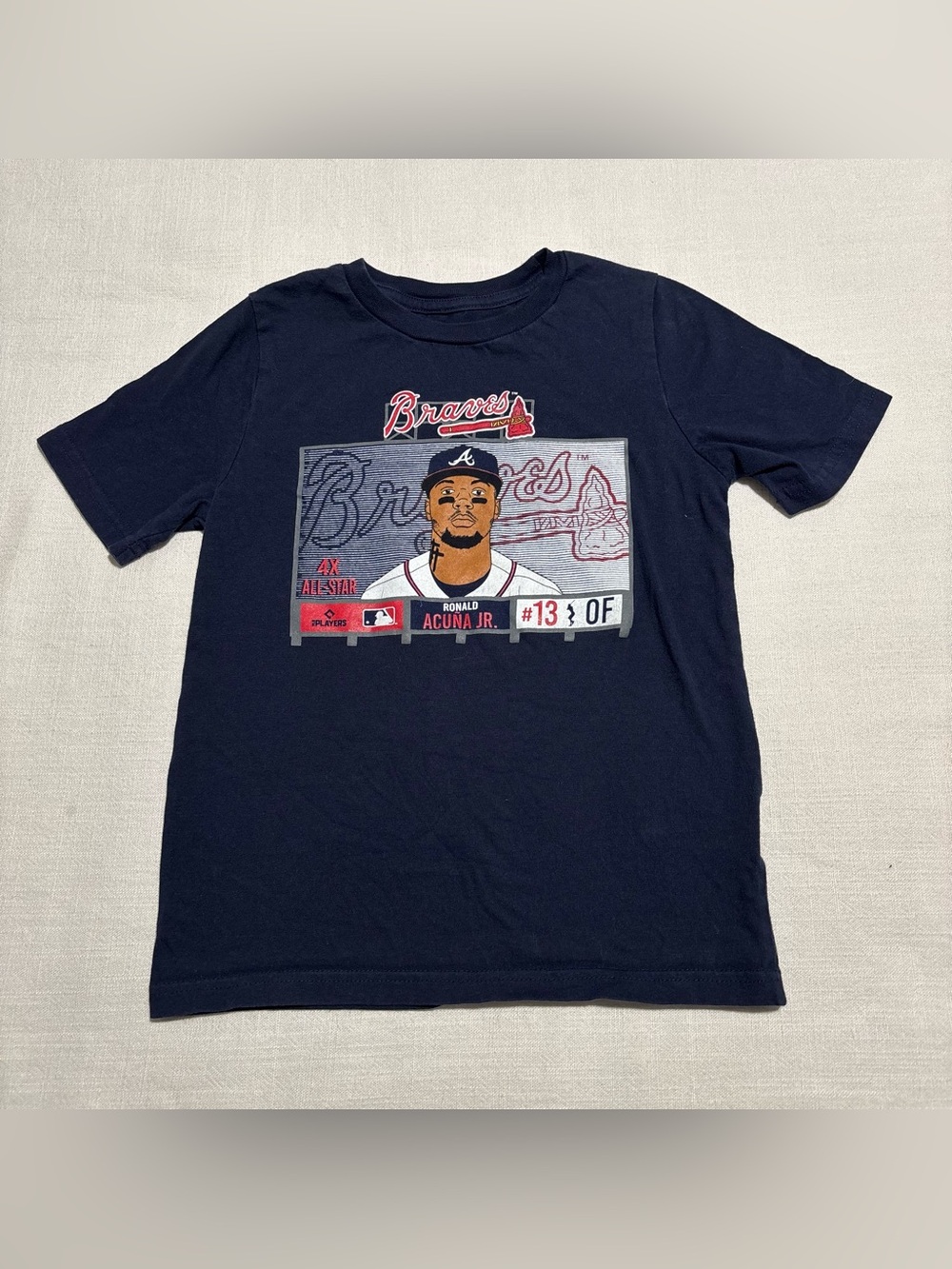 Boys MLB Atlanta Braves Ronald Acuña Jr. Jumbotron T-Shirt | Navy | Size 7